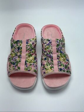 Easy Spirit Traciee 2 Pink Floral Slide Sandals - size 10.5 LIKE NEW